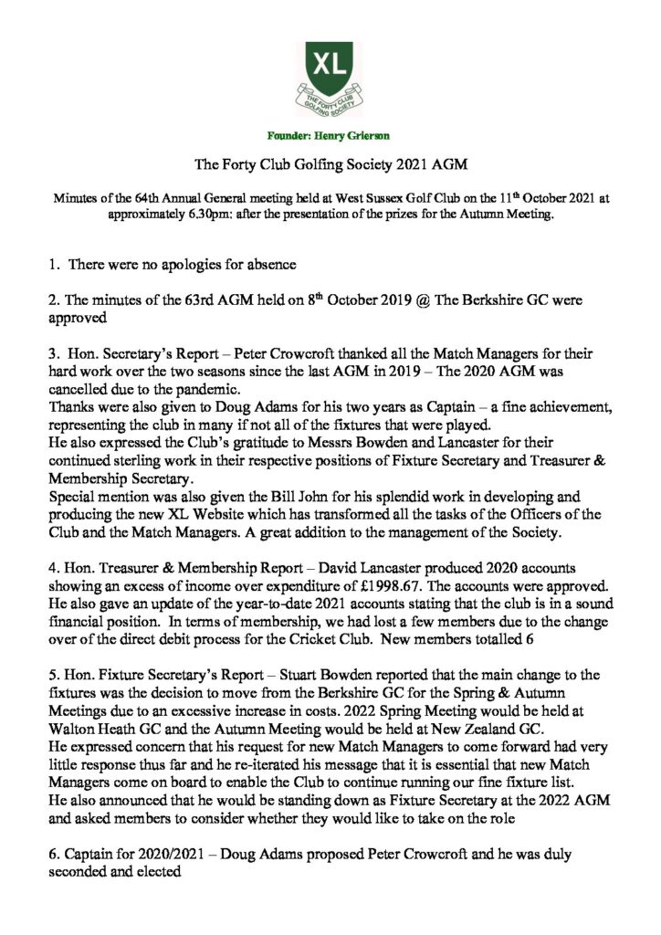 The Forty Club Golfing Society