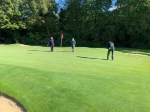 David Tidmarsh narrowly misses birdie on the last 18th at North Hants